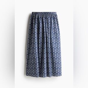 H&M Flared Maxi Cotton Skirt - Blue Patterned
